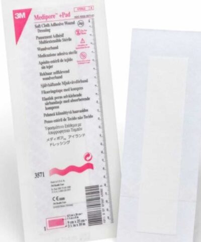 Medipore + Pad Soft Cloth Adhesive Wound Dressing, 3571 (10cm x 25cm)