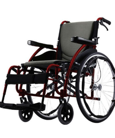 Karma S Ergo Manual Wheel Chair Grey-R.Red18inch-115F24Wb-G-R