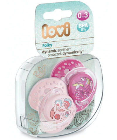 Lovi Dyn Soother Silicone 0- 3M(2 Pcs) Folky- 22841Girl