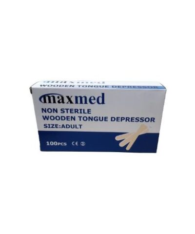 Maxmed Non Sterile Wooden Tongue Depressor For Adults - Pack Of 100 Pcs