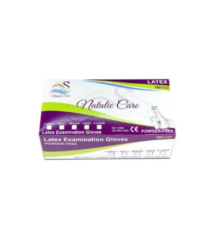 Natalie Care Latex Powder Free Gloves White Medium size - 100 Pcs