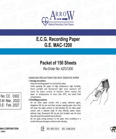 Arrow AZG 1200 ECG Recording Paper 210 mm x 295 mm x 150 sheets (15 Packets/Box)