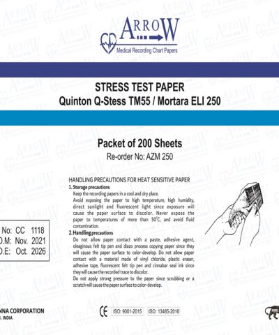 Arrow AZM 250 Stress Test Recording Paper 210 mm x 300 mm x 200 sheets ( 10 Packets/Box)