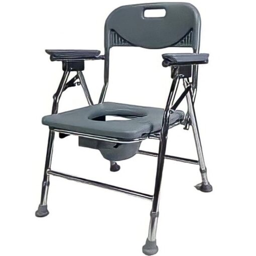 Height Adjustable Commode Chair With Foldable Option