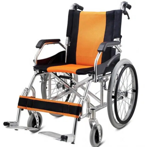 Lightweight Wheelchair with Foldable Backrest and Attendant Handbrakes - Free Wheels