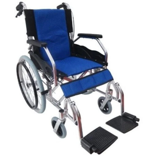 Lightweight Wheelchair with Foldable Backrest and Attendant Handbrakes - Free Wheels