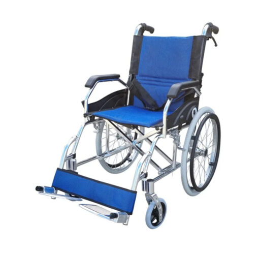 Lightweight Wheelchair with Foldable Backrest and Attendant Handbrakes - Free Wheels