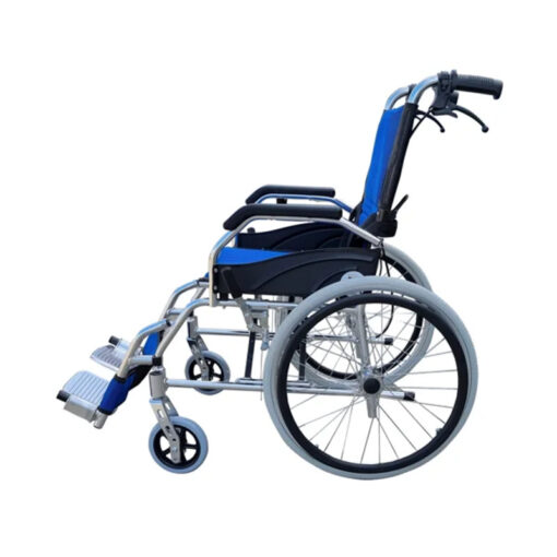 Lightweight Wheelchair with Foldable Backrest and Attendant Handbrakes - Free Wheels