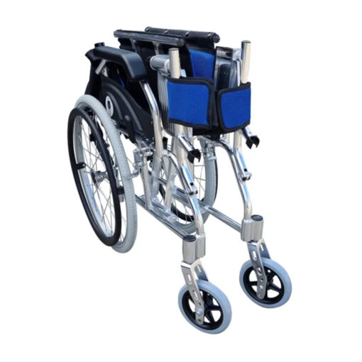 Lightweight Wheelchair with Foldable Backrest and Attendant Handbrakes - Free Wheels