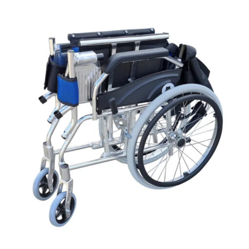 Lightweight Wheelchair with Foldable Backrest and Attendant Handbrakes - Free Wheels