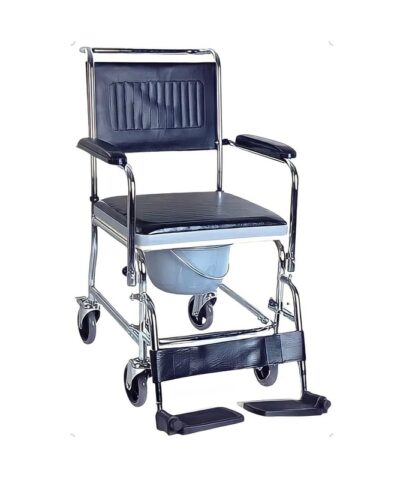 Portable Shower Toilet Transfer Commode With Foldable Wheelchair