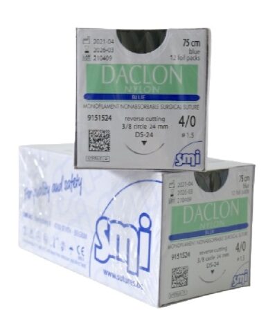 DACLON Nylon Suture 4/0 19mm 75cm - Box/12