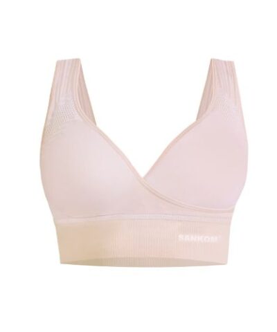 Sankom - Patent Organic Cotton Bra For Back Support, Ivory S/M