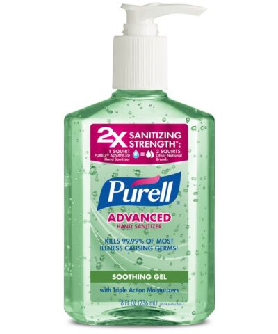 Purell - Advanced Hand Sanitizer Soothing Gel with Aloe and Vitamin-E Pump Bottle, 236ml - 3016-12