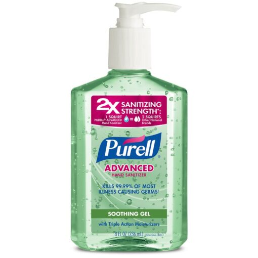 Purell - Advanced Hand Sanitizer Soothing Gel with Aloe and Vitamin-E Pump Bottle, 236ml - 3016-12