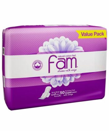 Fam - Classic With Wing Natural Cotton Feel,Maxi Thick, Super Sanitary Pads - 50 Pads