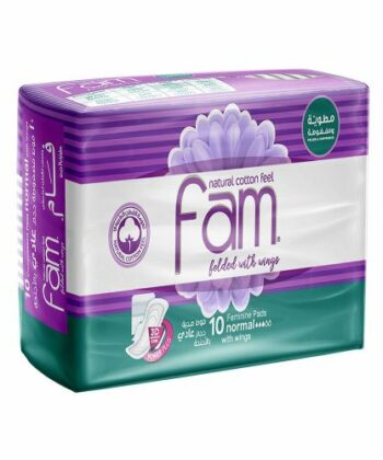 Fam - Natural Cotton Feel, Maxi Thick,Tri Fold With Wings, Normal Sanitary Pads - 10 Pads