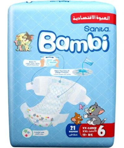 Sanita Bambi - Baby Diapers Jumbo Pack Size 6, XX-Large, +18kg - 40 Count