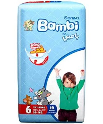 Sanita Bambi - Baby Diapers Regular Pack Size 6, XX-Large, +16kg - 10 Count