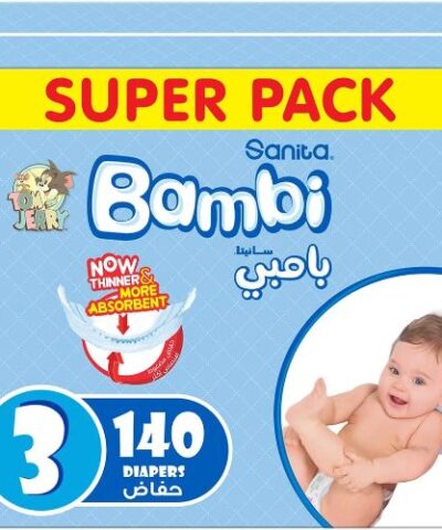 Sanita Bambi - Baby Diapers Super Pack Size 3, Medium, 6-11kg - 140 Count