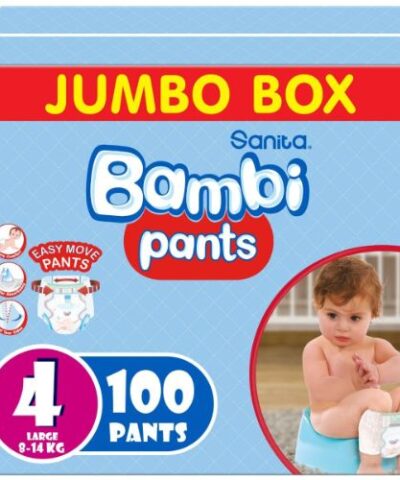 Sanita Bambi - Pants Jumbo Box Size 4, Large 8-14kg - 100 Count