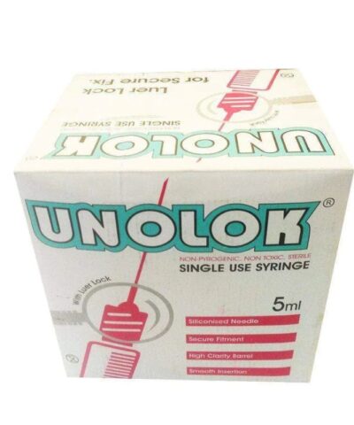 Unolok - Disposable Syringe 5mI Luer Lock with 23G x 1.1/4inch Needle - Box of 100