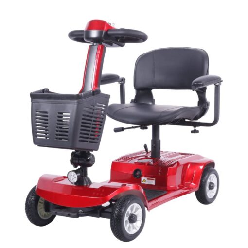 4 Wheel Electric Scooter Wheelchair for Adult Seniors Open Armrest, Swivel Seat, Red - X-02