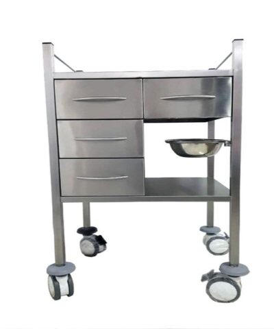 Instrument Trolley 4 Drawer with 2 Bowls