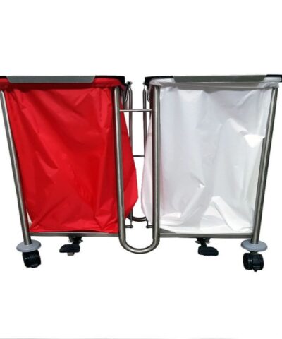 Stainless Steel Double Linen Trolley with Lid