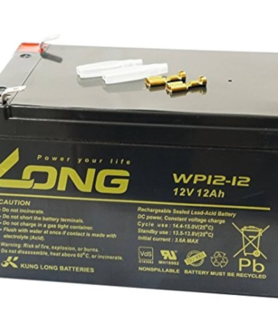 BATTERY, RECHARGEABLE, LEAD ACID, SEALED, 12 V, 12 AH, LONG, WP12-12