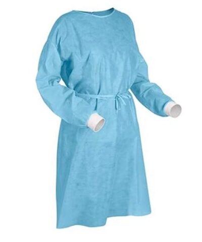 Disposable Protective Patient Gown with Knitted Cuff, Dark Blue