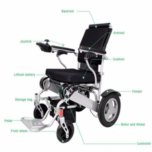 Air Hawk - Lightweight and Foldable Electric Wheelchair, Black - GM-D09