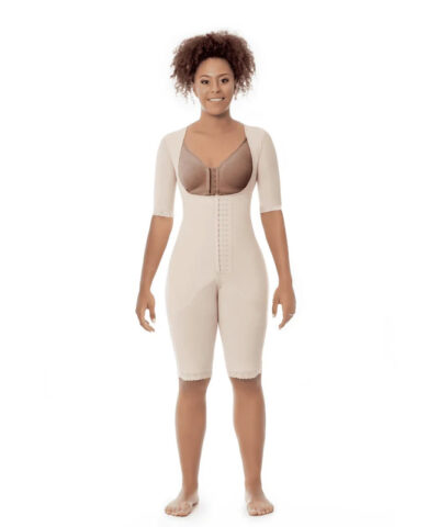 MS Contours 11523 Stage 2 NSP Braless Full Body Above Knee Faja with Sleeves Compression Garment