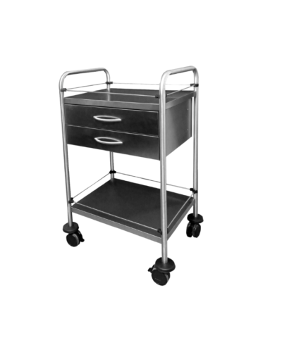 Stainless steel trolley with two drawers