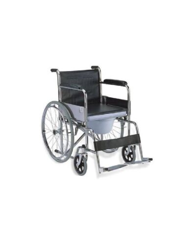 3W Healthcare - Commode Steel Folding Wheelchair Black, 101 x 64 x 87cm - 3WG-609-46