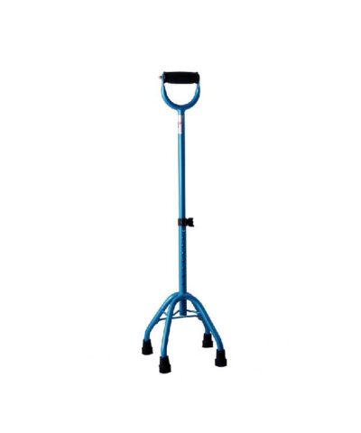 3W Healthcare - Four Legged Aluminum Walking Stick, Blue - 3WG-942-LA