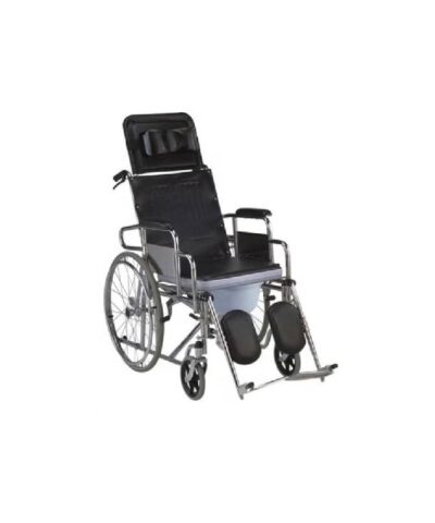 3W Healthcare - Reclining Commode Wheelchair Black, 101 x 64 x 87cm - 3WG-609GC-46