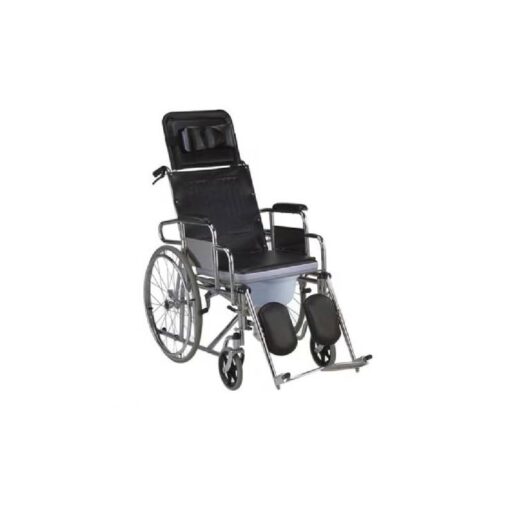 3W Healthcare - Reclining Commode Wheelchair Black, 101 x 64 x 87cm - 3WG-609GC-46