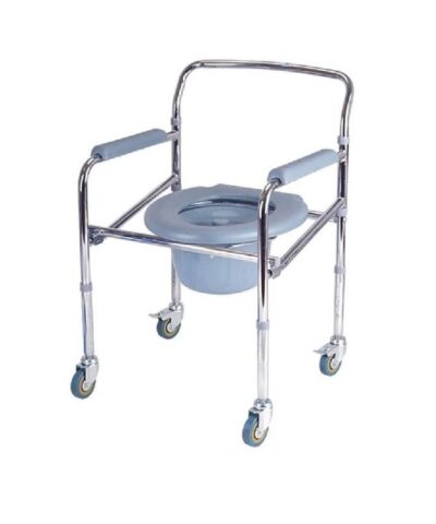 3W Healthcare - Steel Commode Wheelchair Grey, 55 x 55 x 78cm - 3WG-697