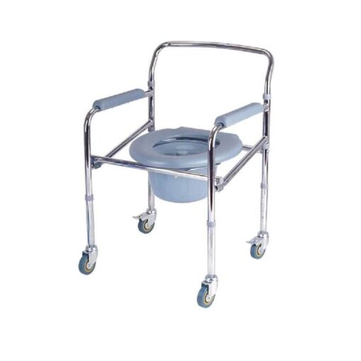 3W Healthcare - Steel Commode Wheelchair Grey, 55 x 55 x 78cm - 3WG-697